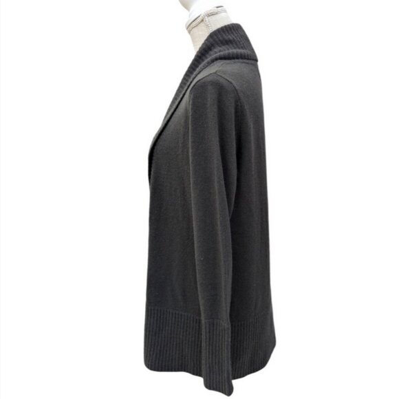 C by Bloomingdales 2PLY 100% Cashmere Cardigan Sweater Grey Ribbed Knit Trim XS - Picture 4 of 6